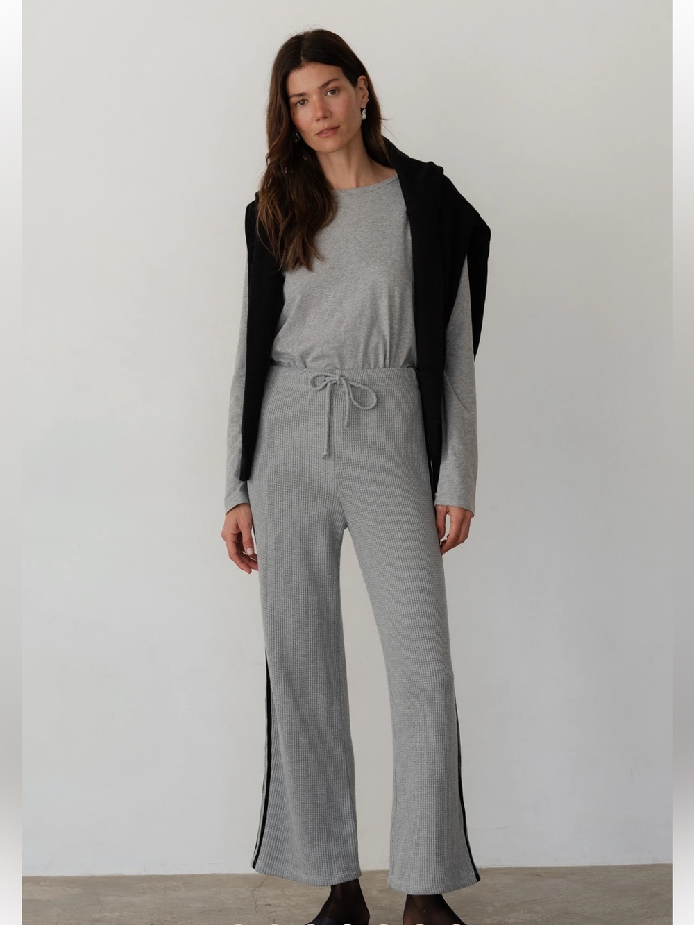 Crop Stripe Pant Heather Grey